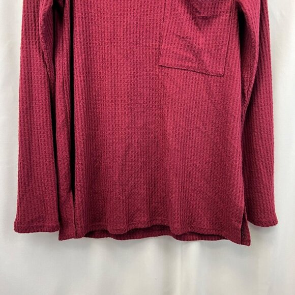 Magic Fit Women’s V-Neck Waffle Knit Sweater Wine Size Medium Lightweight - Picture 5 of 8